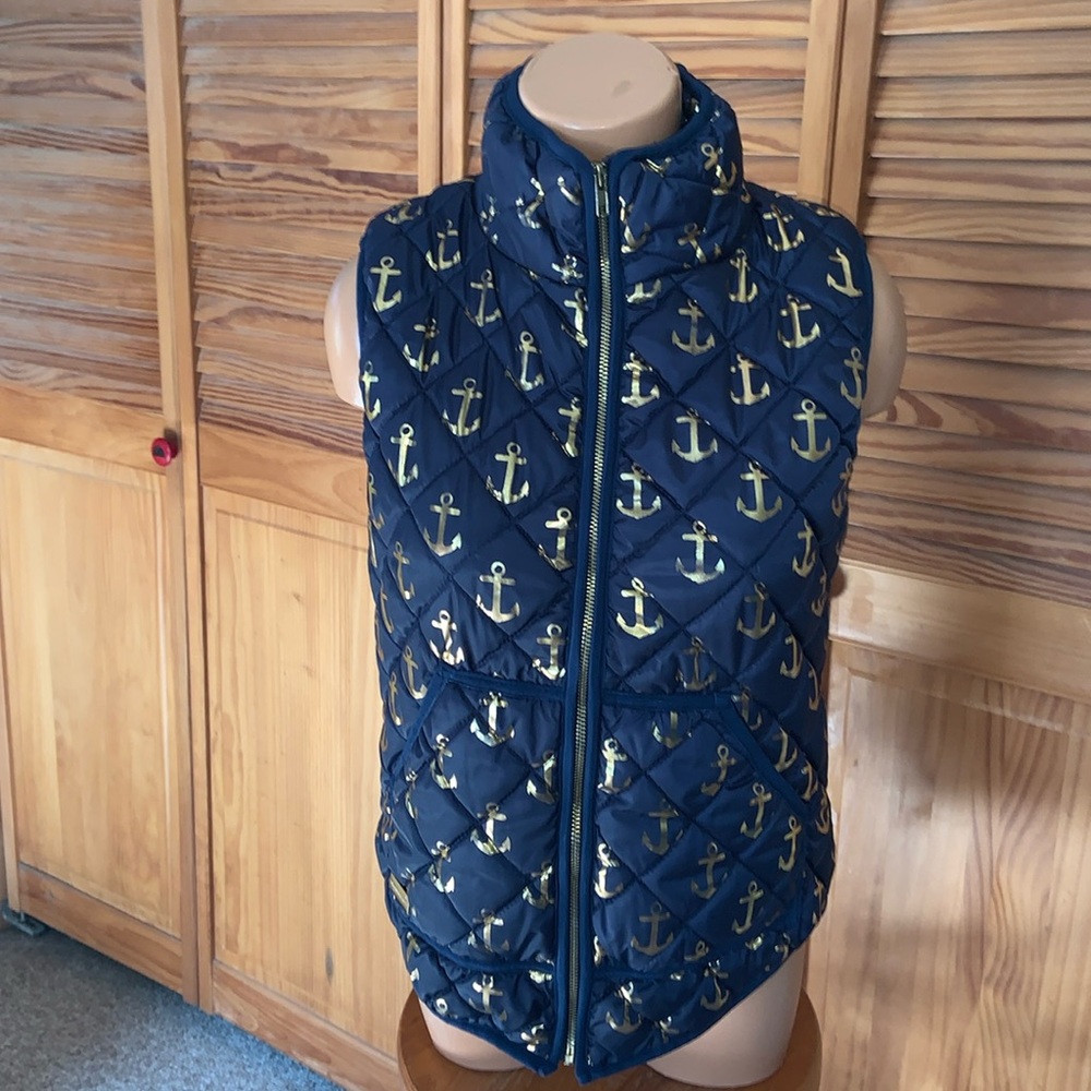 Simply Southern nautical navy blue & gold puffer vest size small